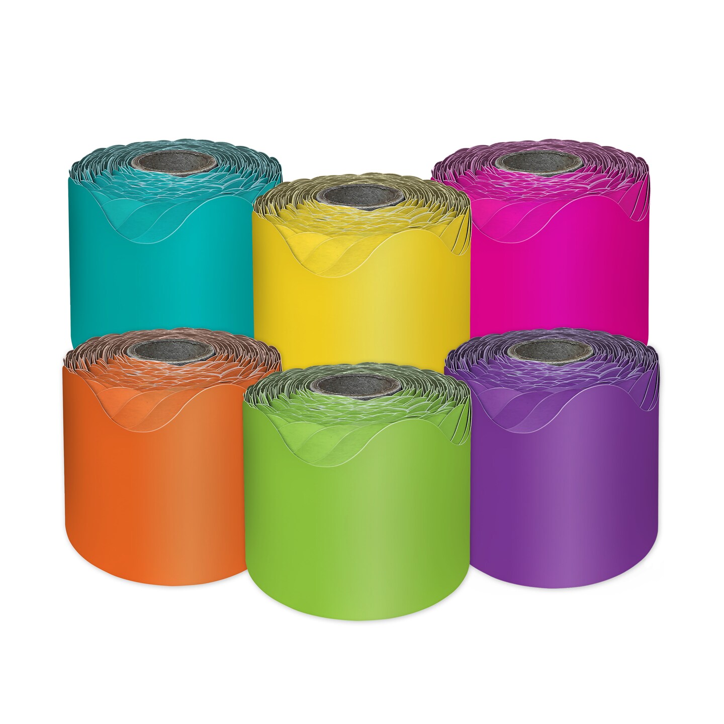 Carson Dellosa Colorful Bulletin Board Borders - 390ft Orange, Yellow, Green, Teal, Purple, Hot Pink Bright Classroom Décor, Teacher Supply, School, Cork or Whiteboard, Wall Decoration 6 Pack