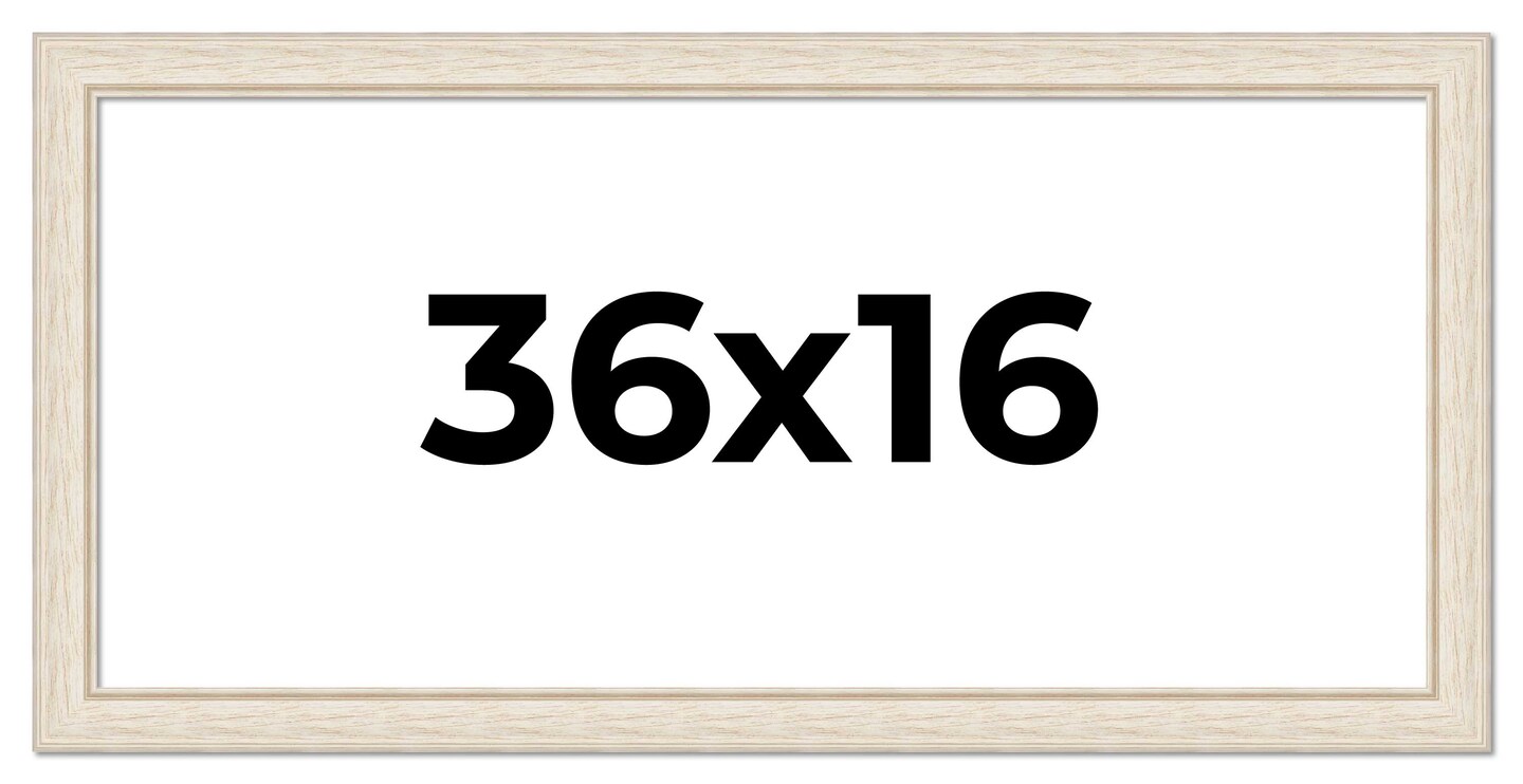 Panoramic Weathered White Picture Frame - UV Acrylic, Foam Board Backing, Hanging Hardware