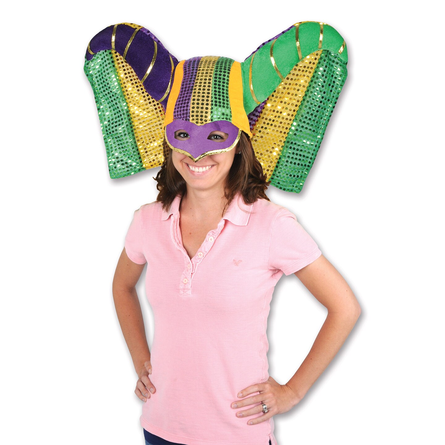 Beistle Masked Mardi Gras Hat with Sequined Drape - 6 Pack