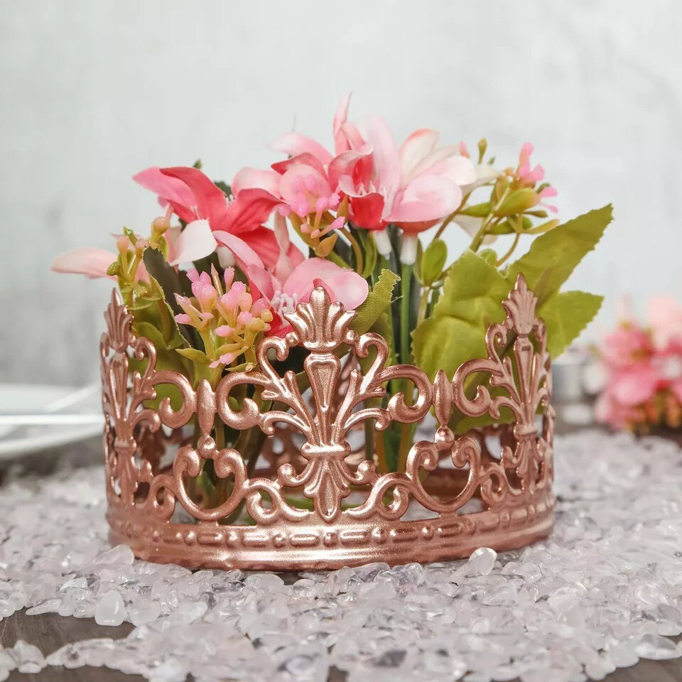 4&#x22; wide Rose Gold Royal Metal Crown Cake Topper Birthday Party Event Centerpiece