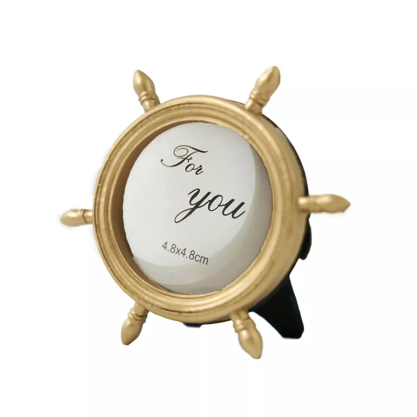 Gold 4 Mini Ship Wheel 3.5&#x22; Round Picture Frames Wedding Favors Party Events