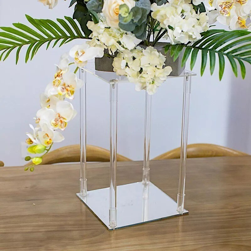 16" tall Clear Flower Stand Acrylic Column Vase Wedding Party Home Decorations