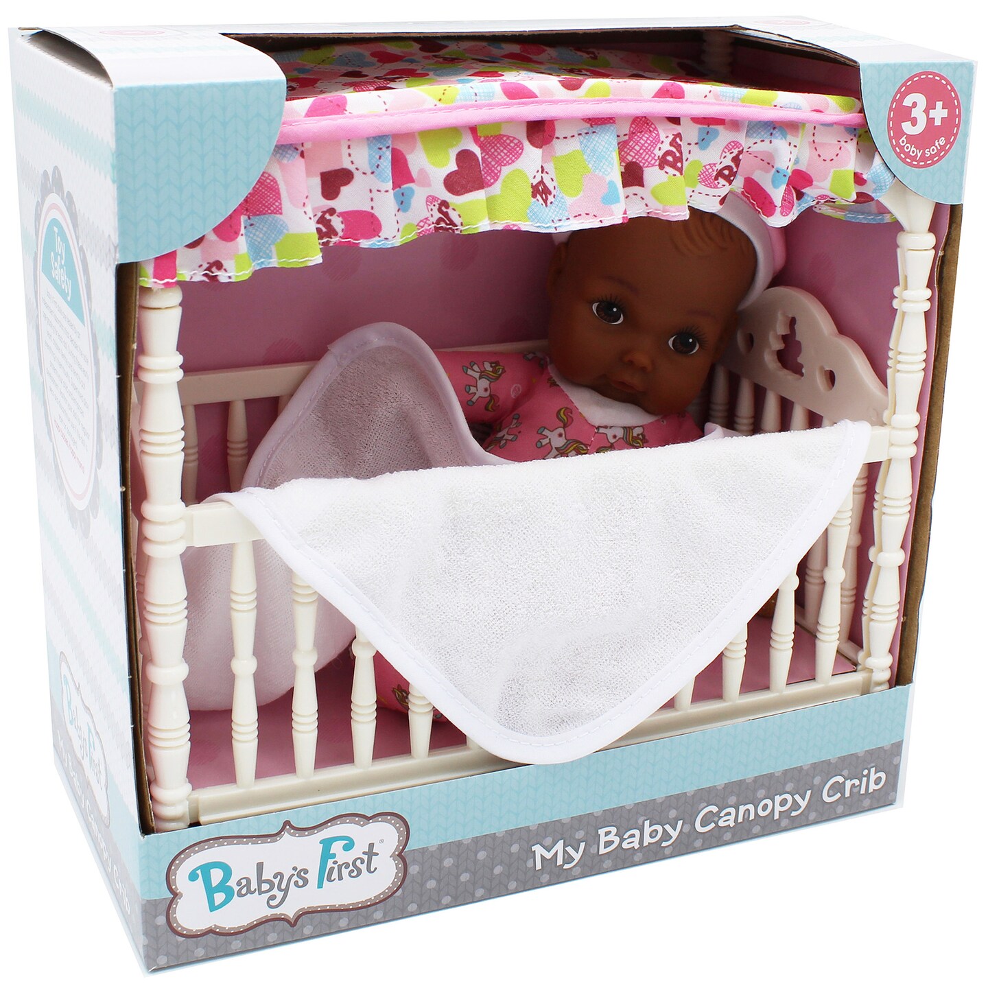 Goldberger Doll Baby&#x27;s First Canopy Crib with 9&#x22; Doll