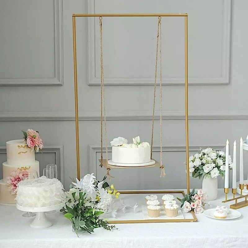 3 ft Gold Swing Metal Cake Stand Hanging Dessert Display Centerpiece Party Event