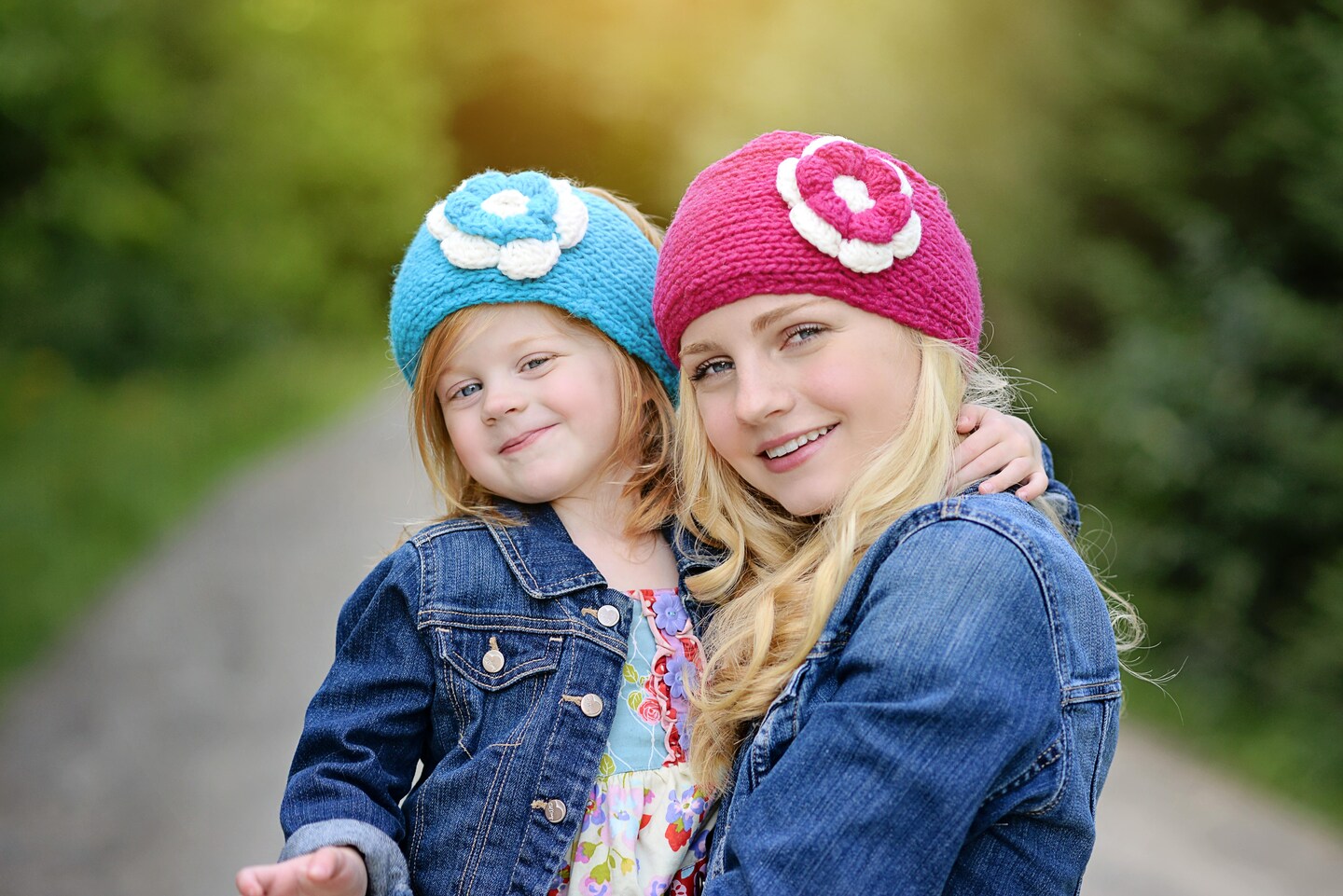 Cherry Flower Headband. Cute Crochet Wool Knit Ear Warmer. Hand