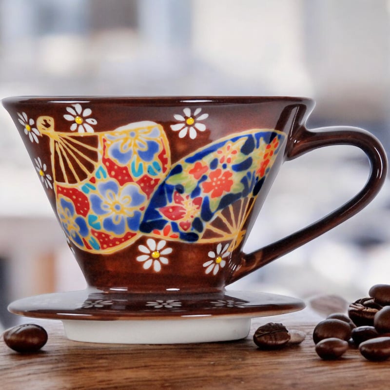 Ceramic Coffee Dripper With Japanese Fans Design Japanese Culture Coffee Lover Gift ,