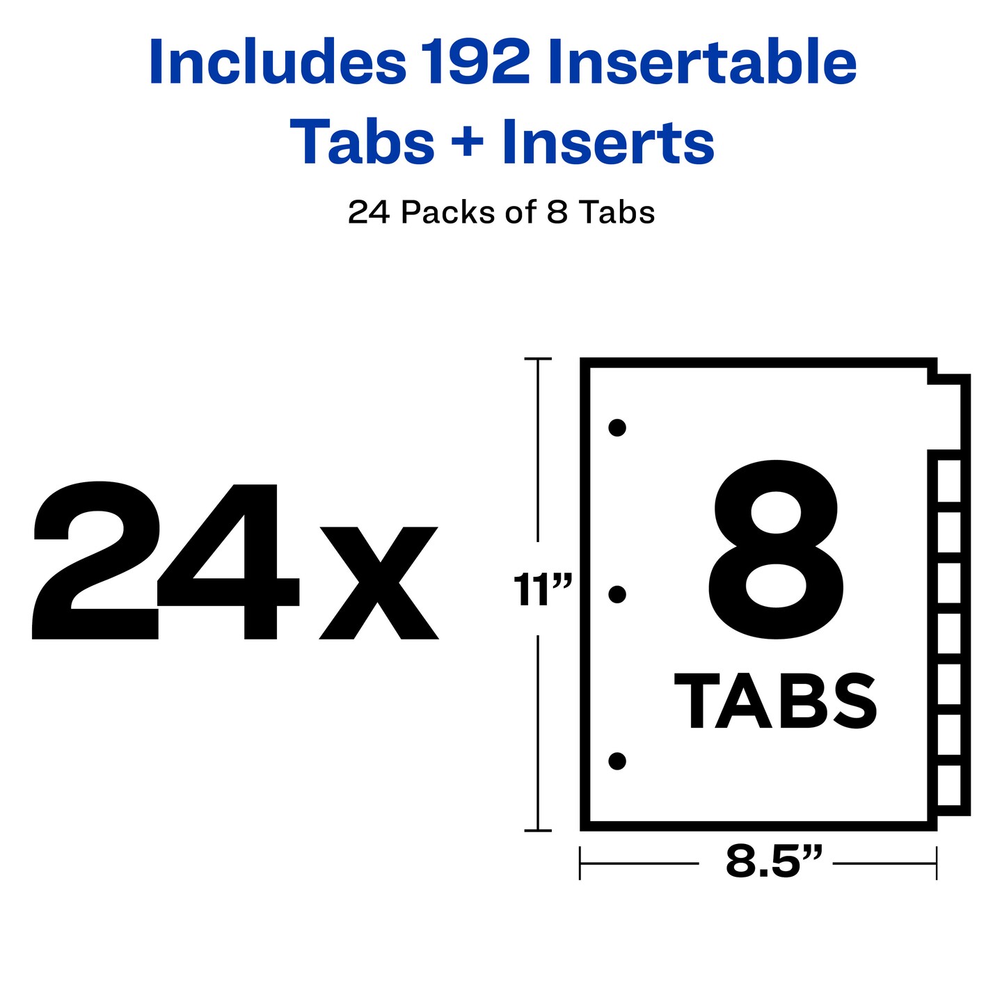 Avery Big Tab Insertable Dividers for 3 Ring Binders, 8-Tab Set, Buff Paper, Clear Tabs, Binder Divider Value Pack of 11112, 24 Sets Total (11115) - 2 Pack