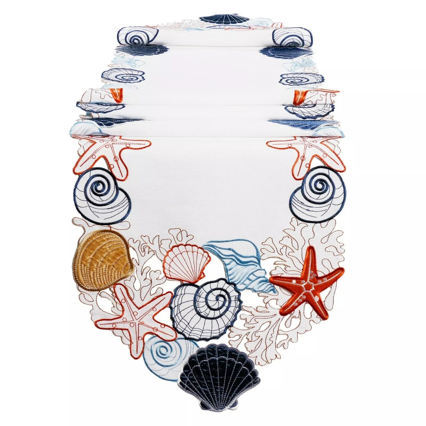 Sea Shells Table Runner Handmade Decorative Fabric Table Runner 70"x13"