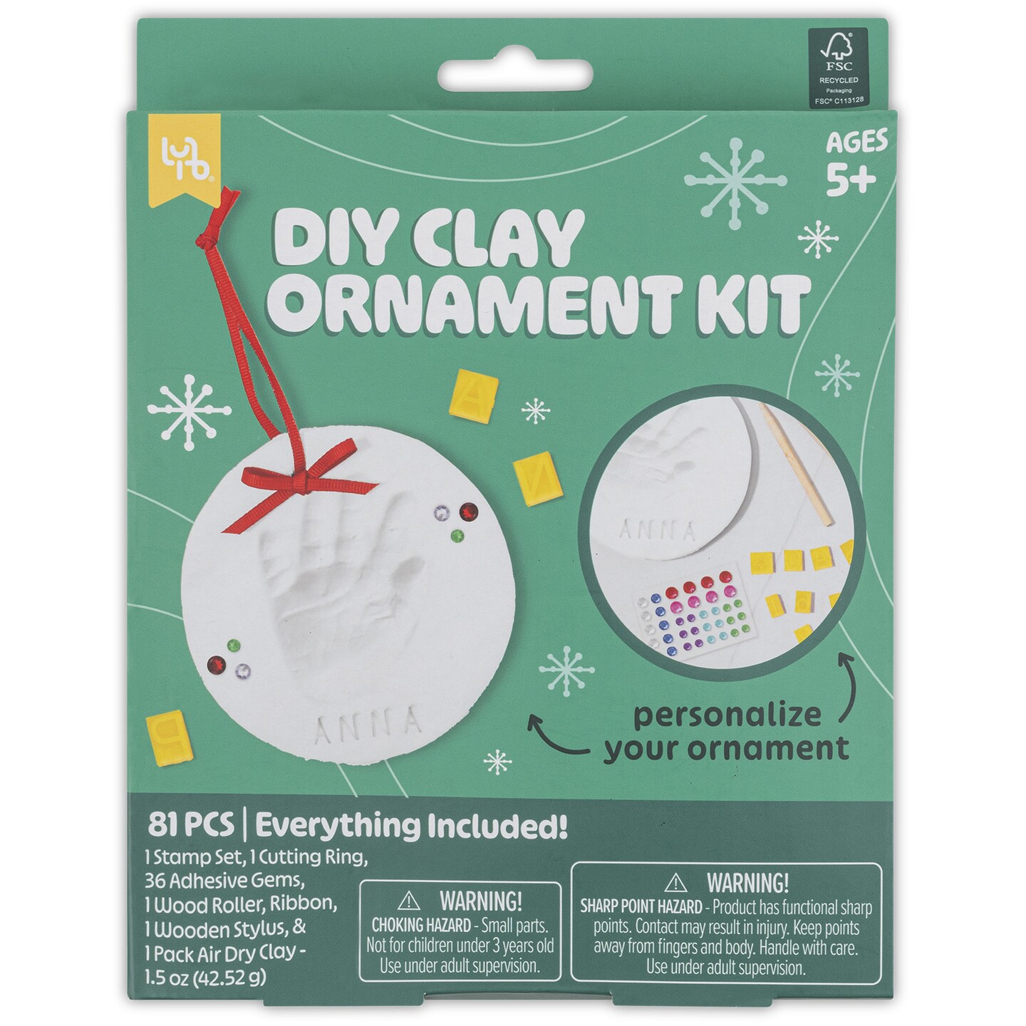 Little Yellow Bicycle: Make-Your-Own Clay Ornament Kit - DIY Air-Dry Clay Craft Set, All-In-1 Holiday-Themed Activity, Family-Friendly, Kids &#x26; Adults