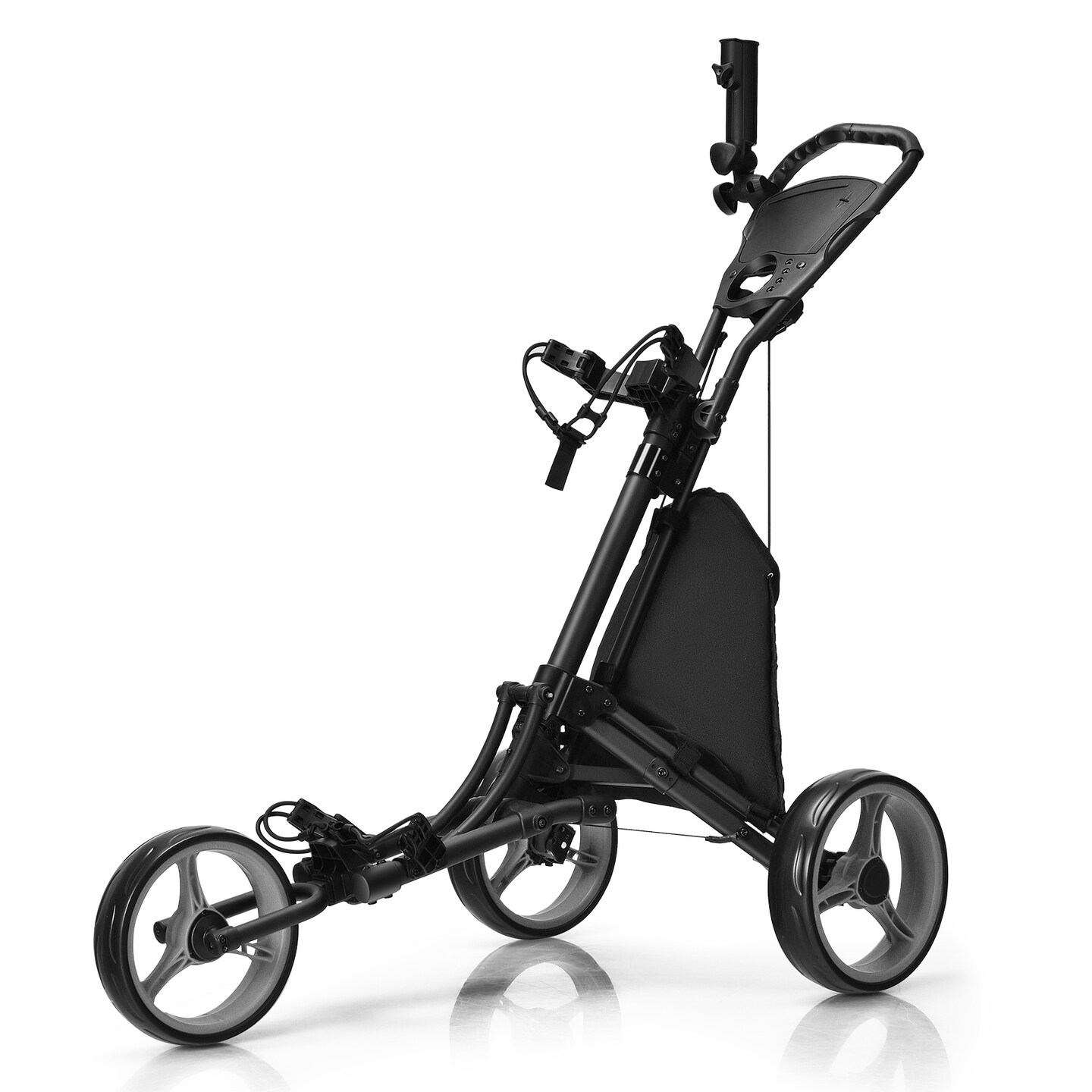 Folding 3 Wheels Golf Push Cart with Bag Scoreboard Adjustable Handle