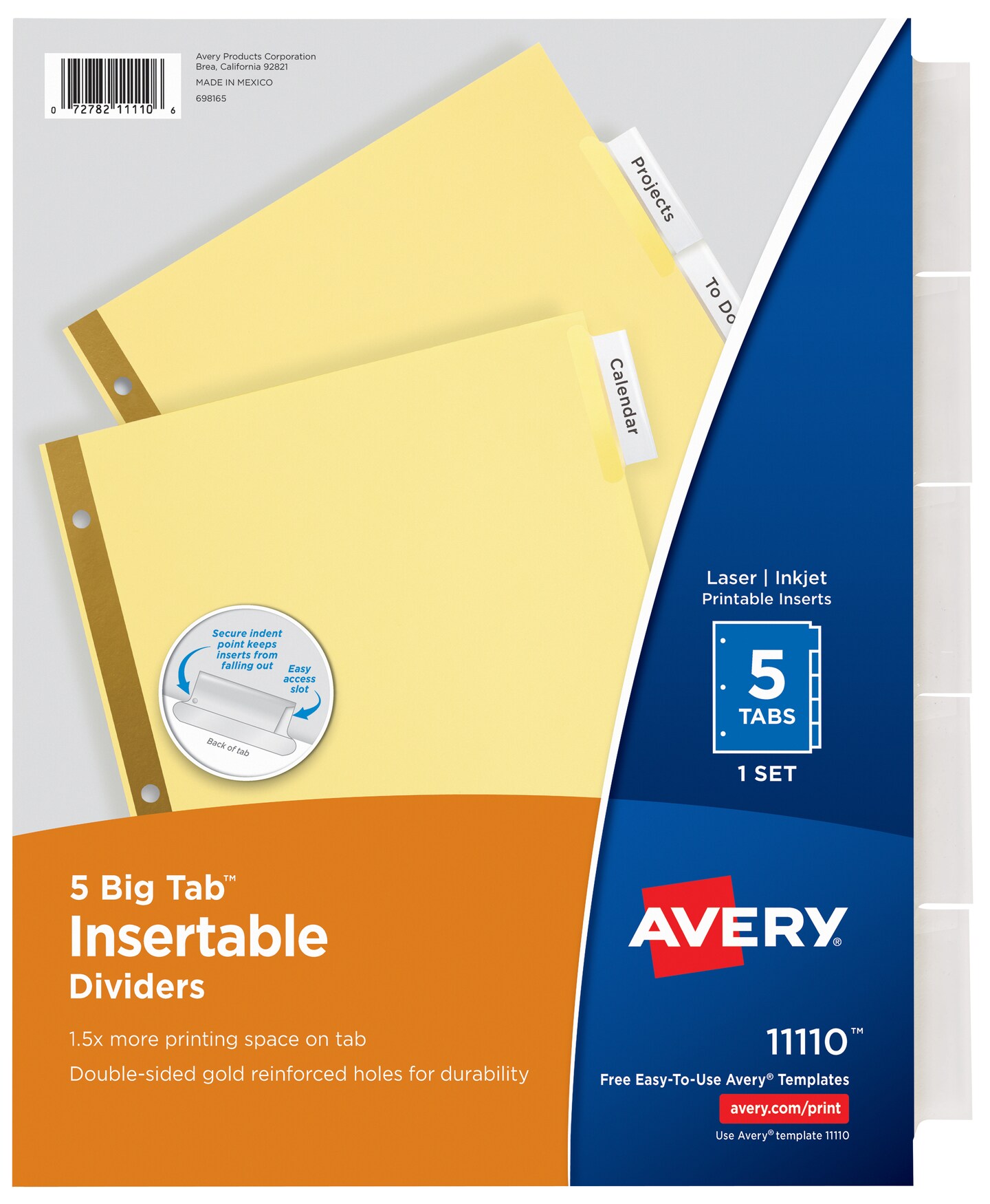 Avery 5-Tab Binder Dividers, Insertable Clear Big Tabs, 24 Sets, 2 Pack (11113) - 2 Pack
