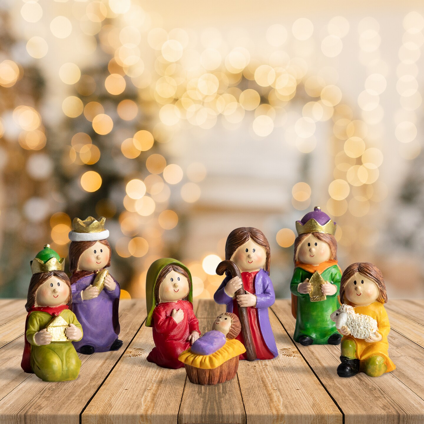 【35％OFF】 Northlight 7-Piece Mini Children's Nativity Christmas Set その他