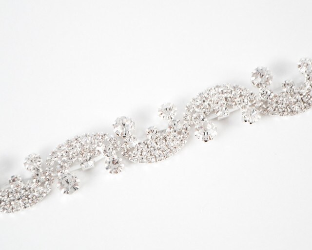 5/8&#x22; Clear Crystal Rhinestone Trim 1 Yard Silver Chain Trim