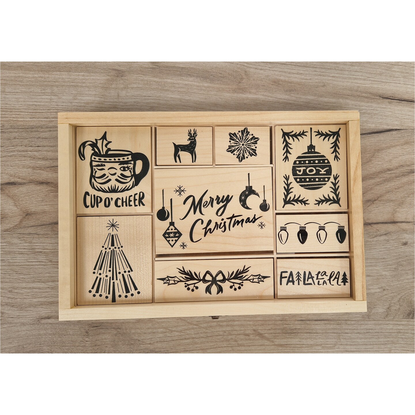 COLOP Blissful Prints ( LIMITED EDITION) Holiday Stamp Set, 9 Piece Giftable Christmas Stamp Set with Decorative Box, Stamps for Christmas Cards, Gift Tags, and Holiday Scrapbooking (Christmas)