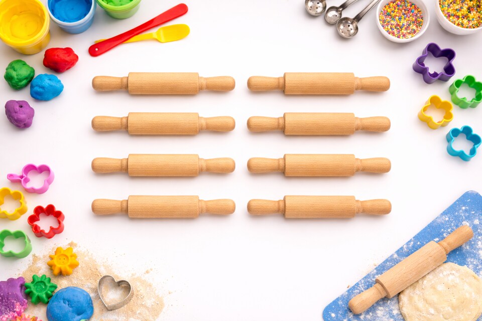 Wooden Rolling Pins 7" – 10 Pack for Kids Crafts, Baking Projects & Classroom Activities