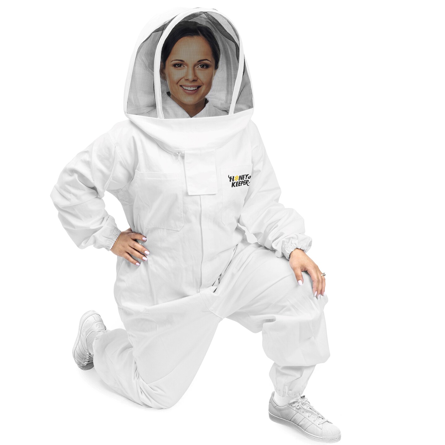 Honey Keeper Professional Cotton Full Body Beekeeping Suit with Self Supporting Veil Hood