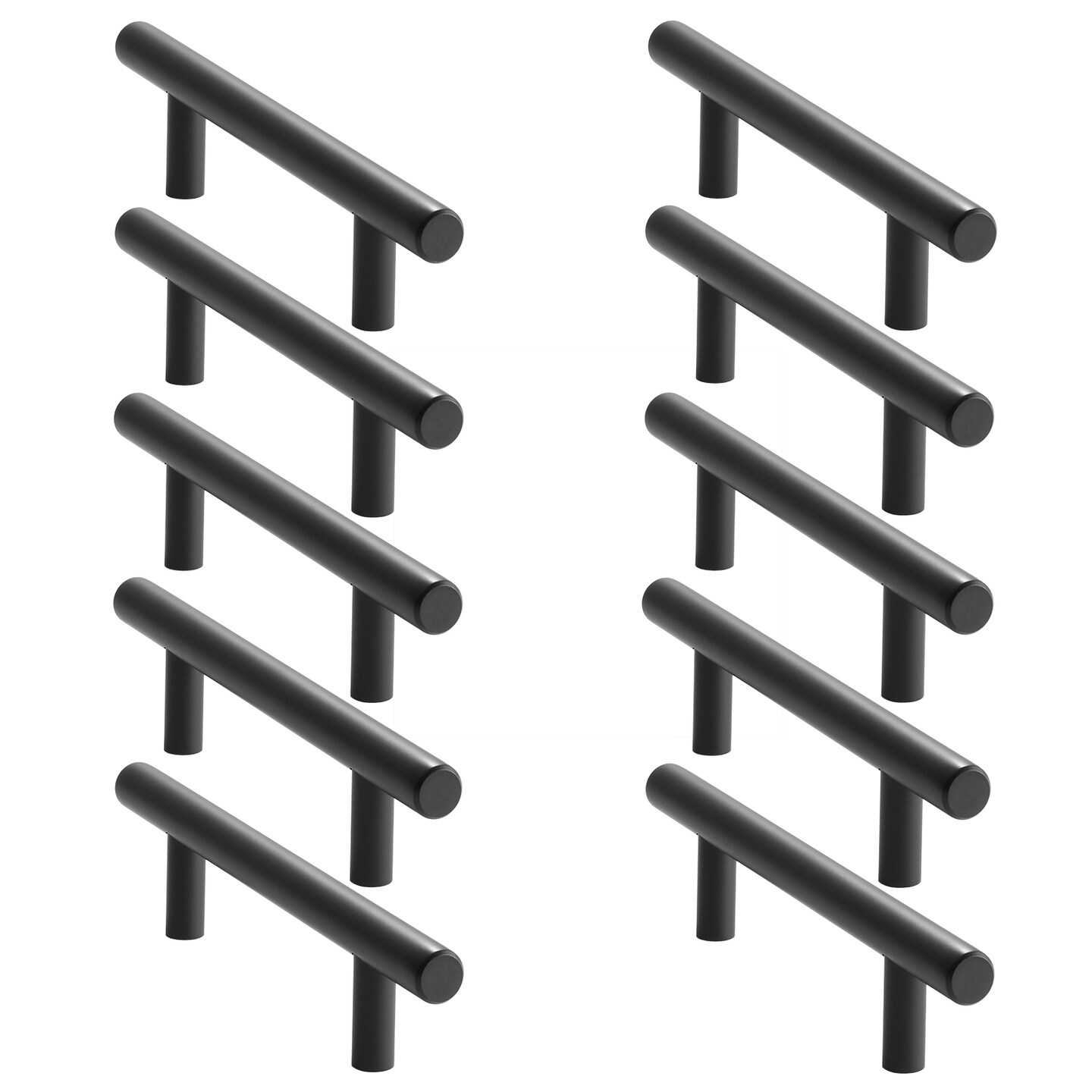 Cauldham Solid Stainless Steel Euro Cabinet Pull Matte Black (3-3/4&#x22; Hole Centers) - 10 Pack