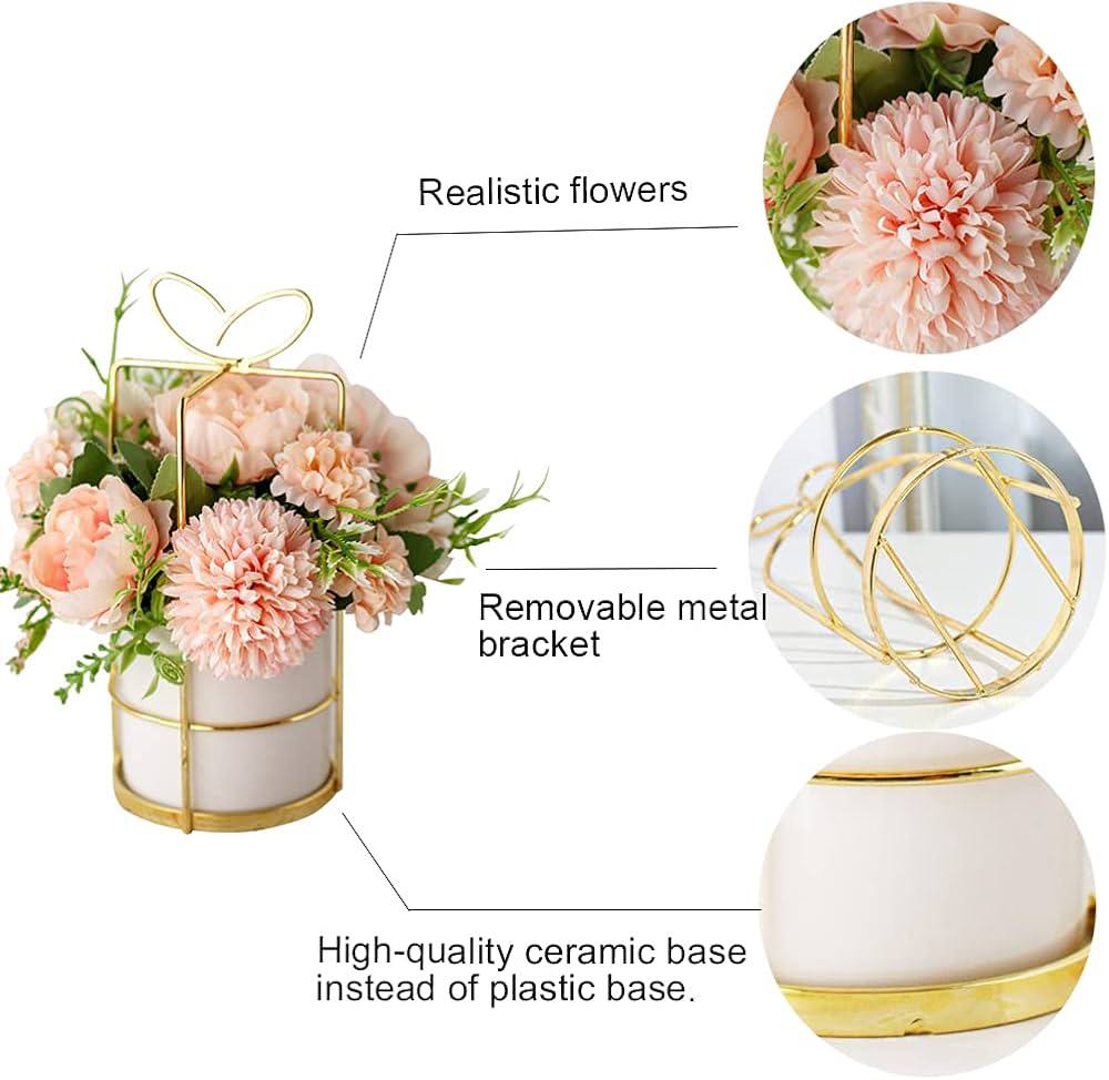 Fake Artificial Flowers in Vase Faux Peony Silk Hydrangea Flower Centerpieces D&#xE9;cor for Wedding Table Decoration