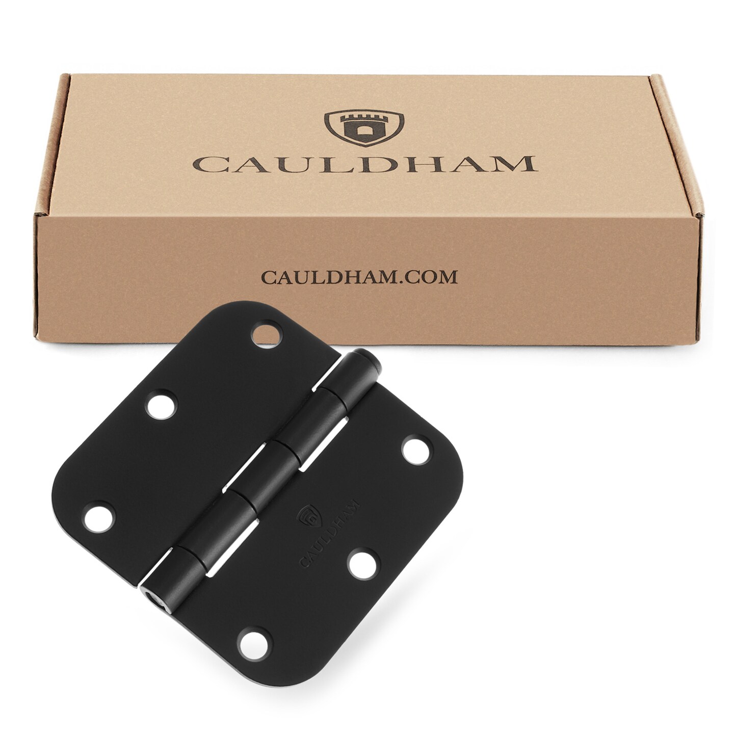 Cauldham Heavy-Duty 3-1/2" Interior Door Hinges with 5/8" Radius Corners - Black