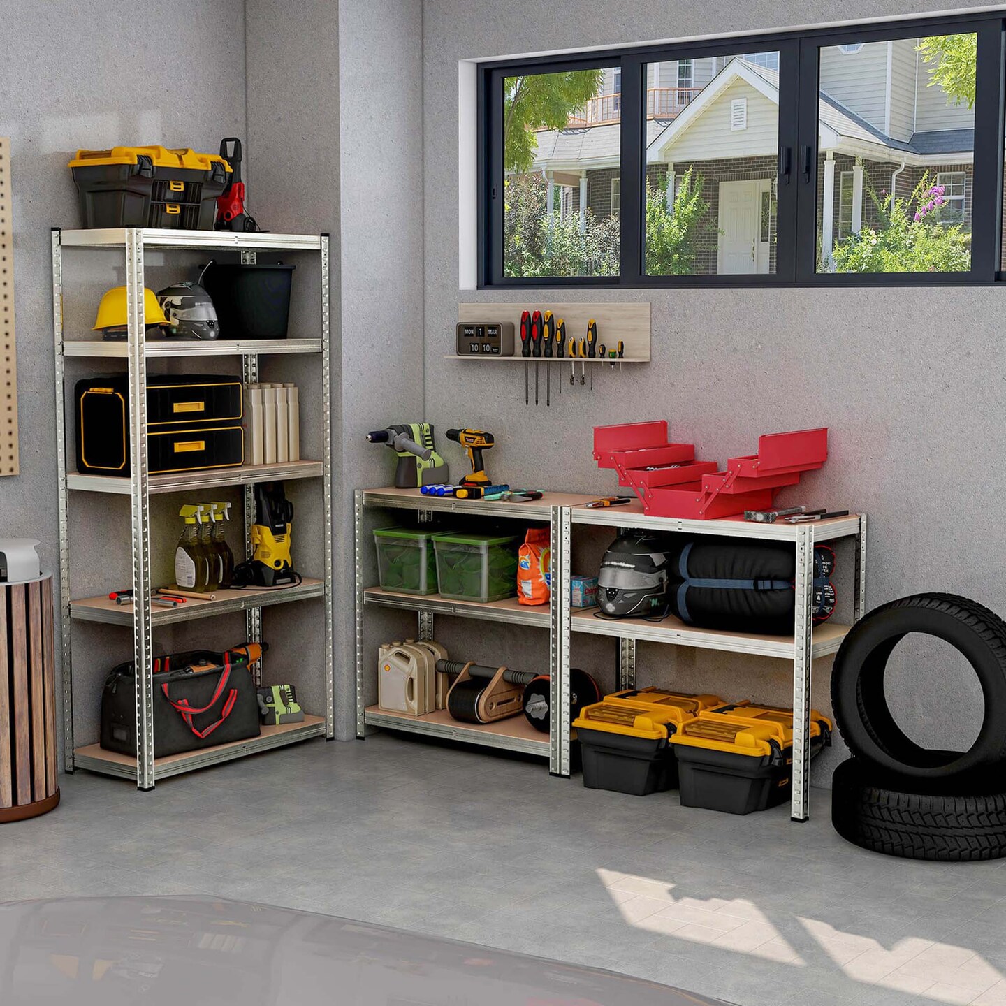 Costway 2 PCS 5 Tier Adjustable Garage Shelving Unit with 2000 lbs Max Load for Warehouse Black/Grey/Blue/Silver