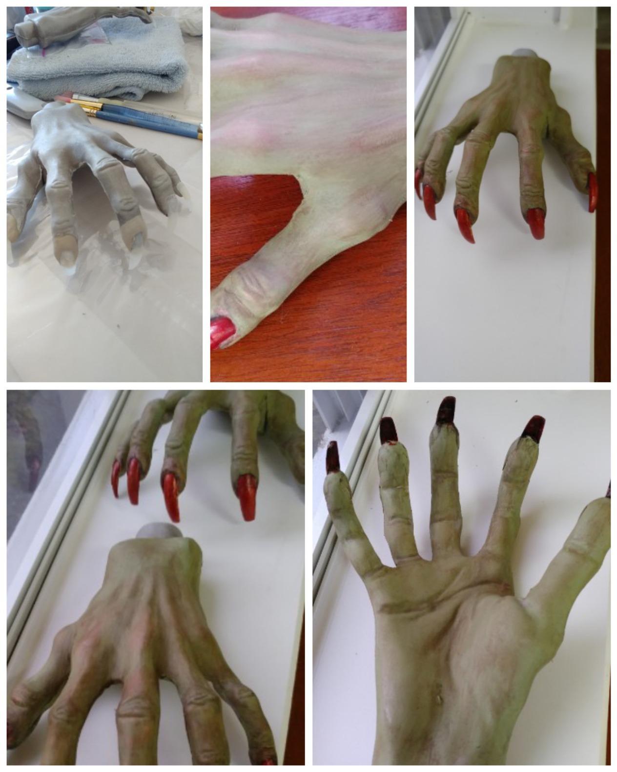 Halloween Skeleton Hands Realistic Life Size Fake Plastic Zombie Hands for Halloween Scary Props Decoration, 1 Pair