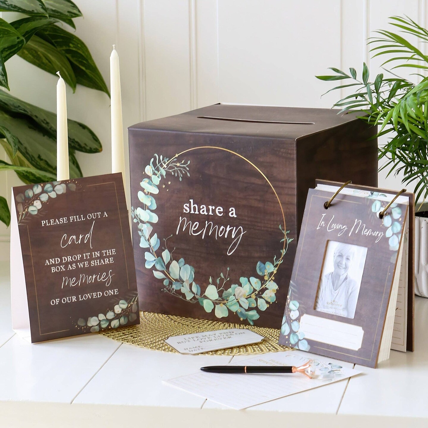 Celebration of Life Memory Funeral Guest Book and Box for Memorial