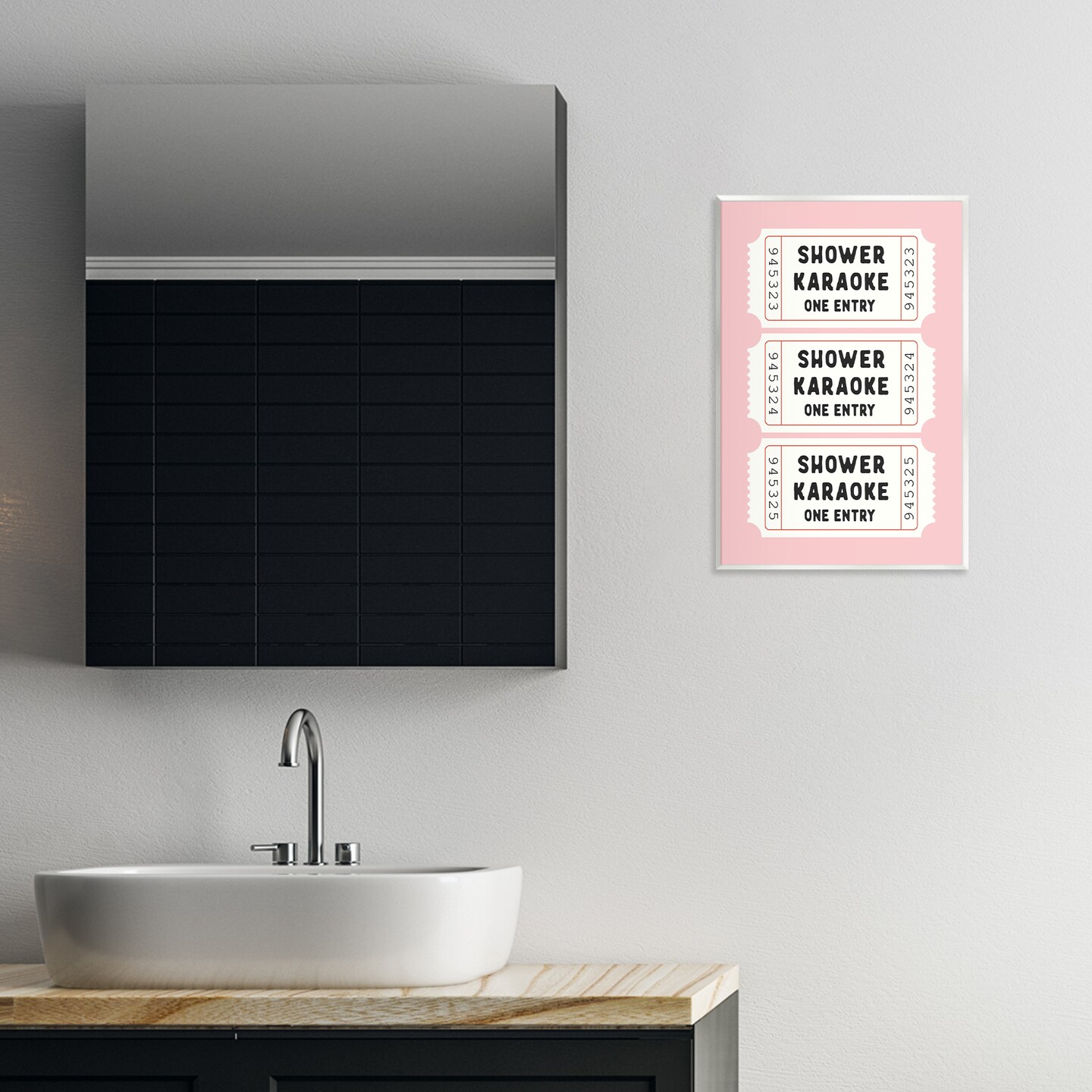 Stupell Industries Pink Shower Karaoke Tickets Wall Plaque, design by Lettered and Lined