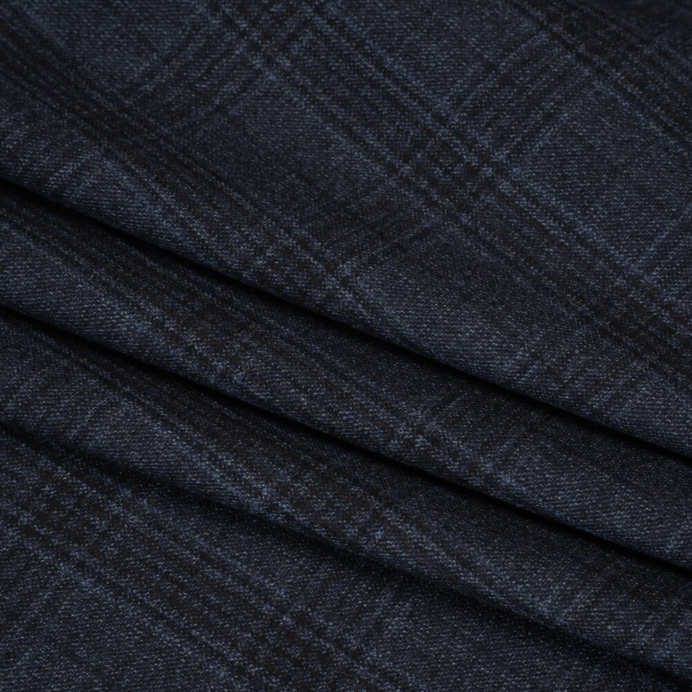 1 Yard Dark Blue and Black Plaid Super 130s Wool Suiting Soft 60 inch Width