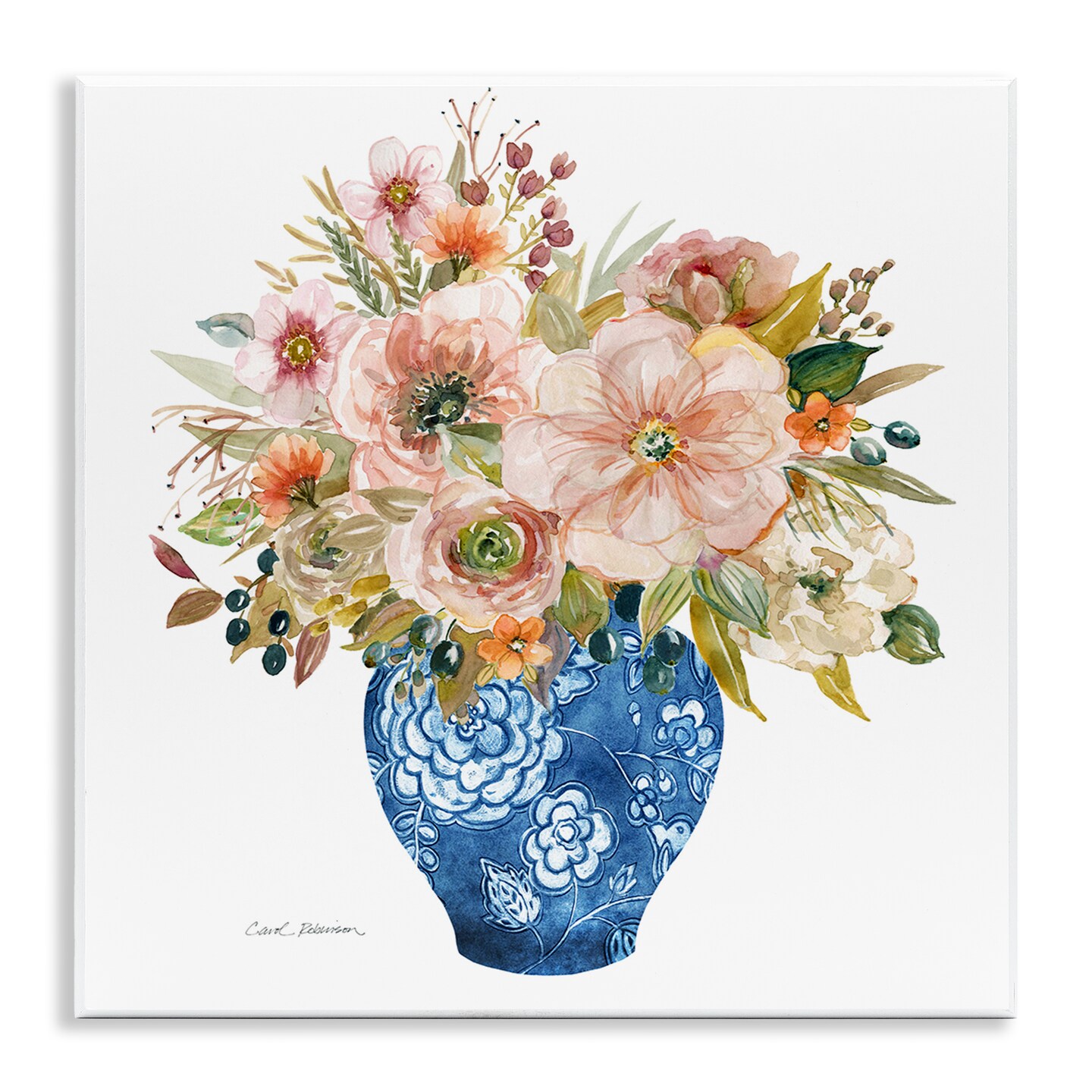 Stupell Industries Sunny Chinoiserie Pink Florals Wall Plaque, design by Carol Robinson