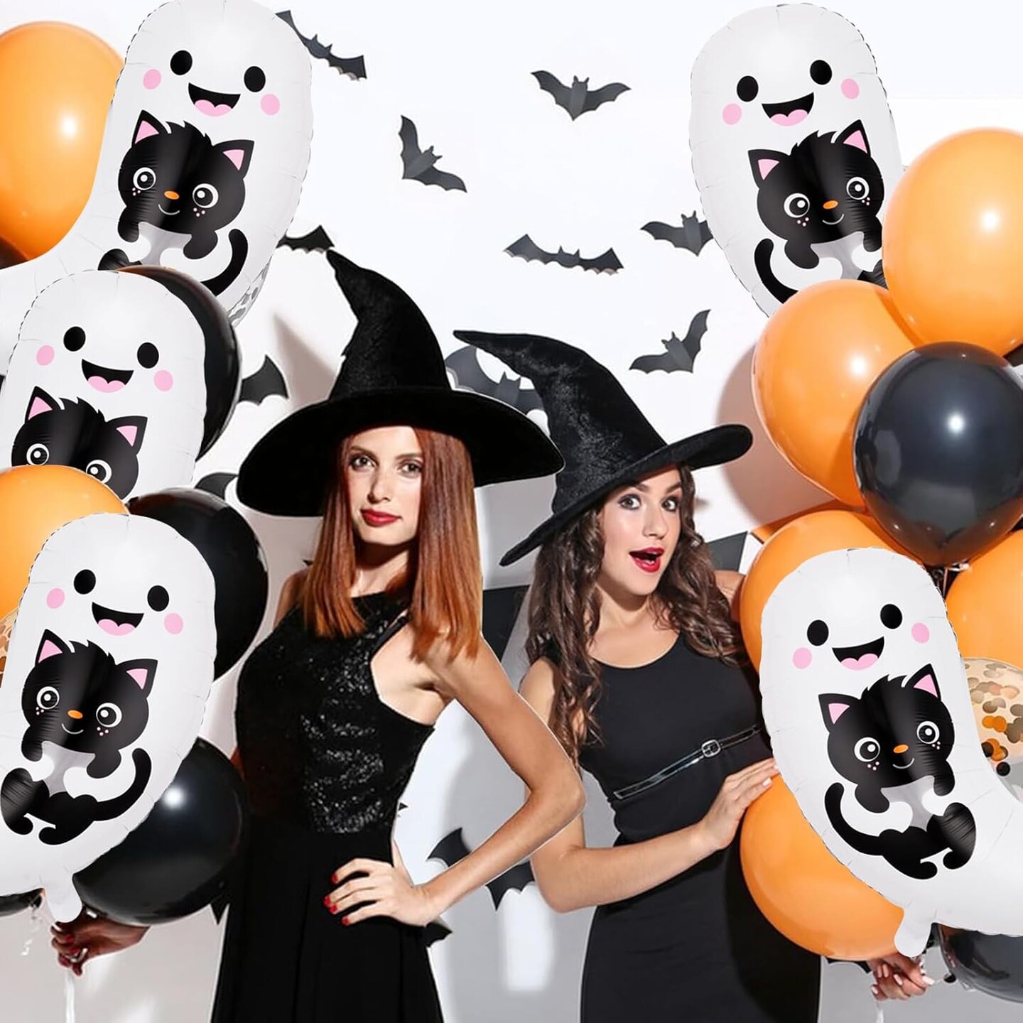 Halloween Scary Ghost with Black Cat Foil Balloons