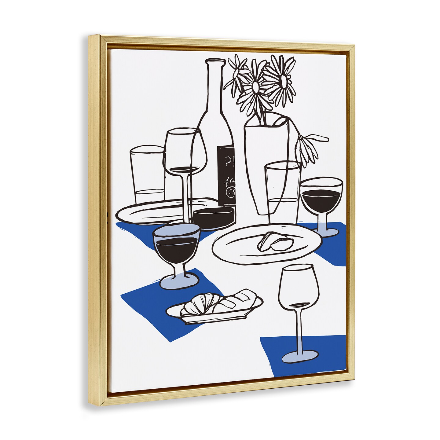 Stupell Industries Wine & Bread Table Setting Floating Frame, design by Hannah Beisang