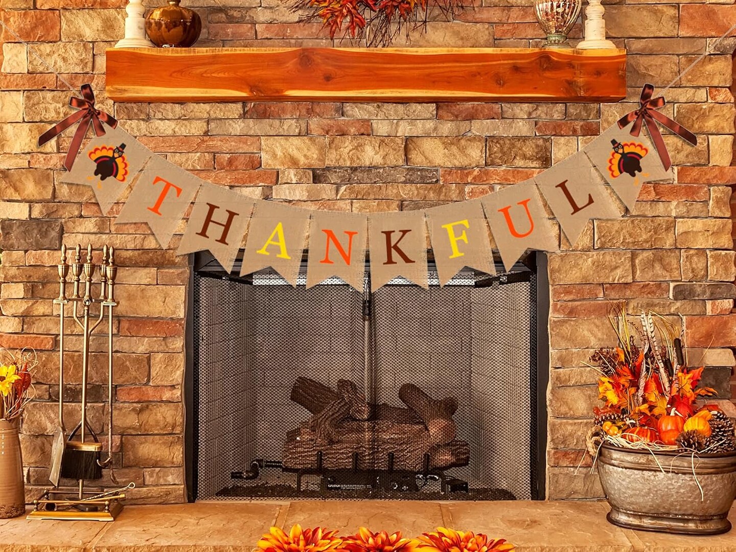 Fall Thanksgiving Burlap Banner (Multicolor)