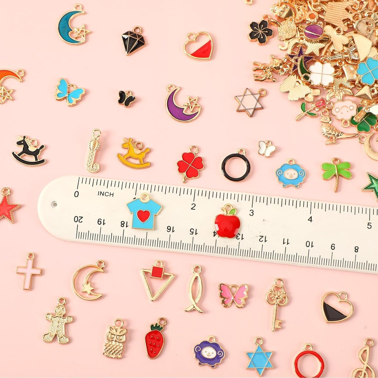 400Pcs Charms for Jewelry Making, Assorted Gold Enamel Charms Jewelry Bangle Charm Pendants Bracelet Necklace Earrings Making and Crafting