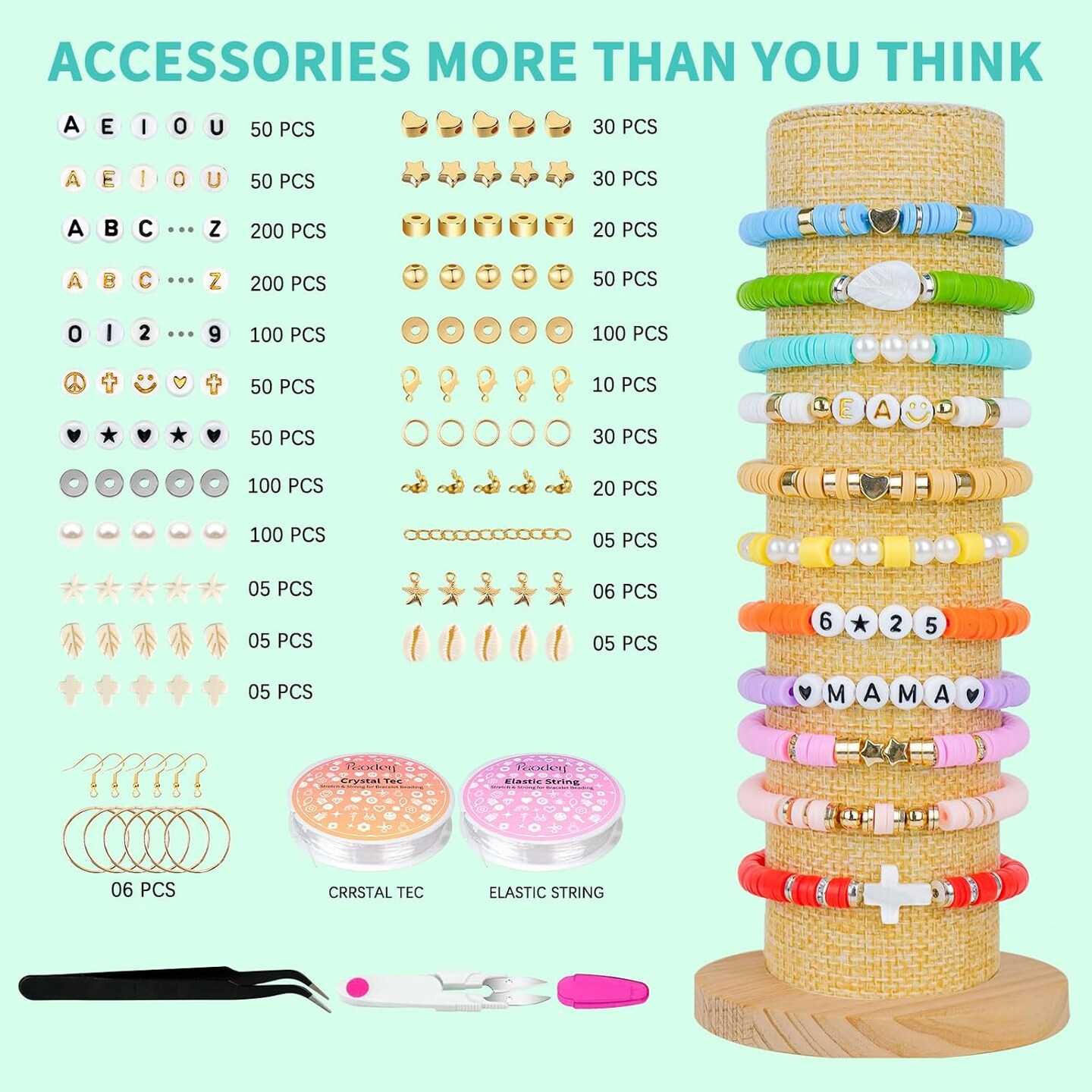 14,000pcs 48 Colors Bracelet Making Kit Clay Beads with Number Letter Bead Set Concert Merch Arts and Crafts Gifts