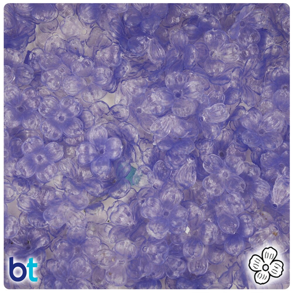 BeadTin Light Violet Transparent 12mm Plastic Dogwood Flowers (100pcs)