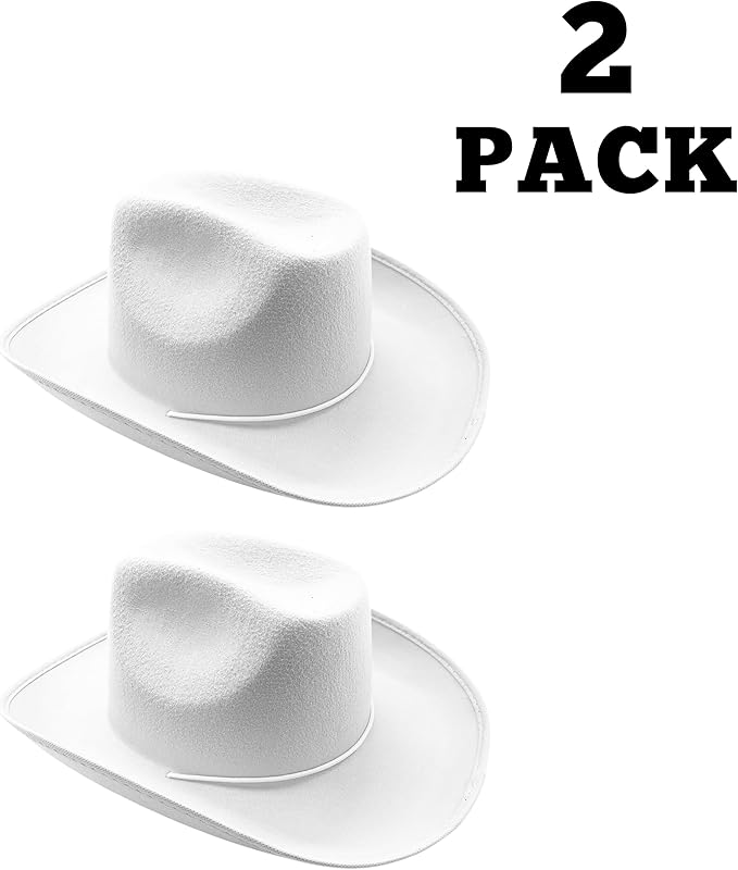 4E&#x27;s Novelty 2 Pack Kids Cowboy Hat - White Cowboy Hat for Boys &#x26; Girls 5-12 for Dress-Up &#x26; Costume Play