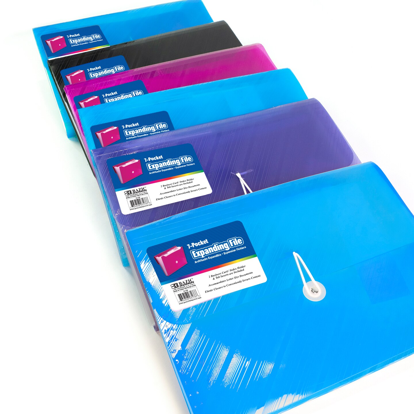 BAZIC Expanding File A4/Letter Size Translucent Poly 7-Pocket