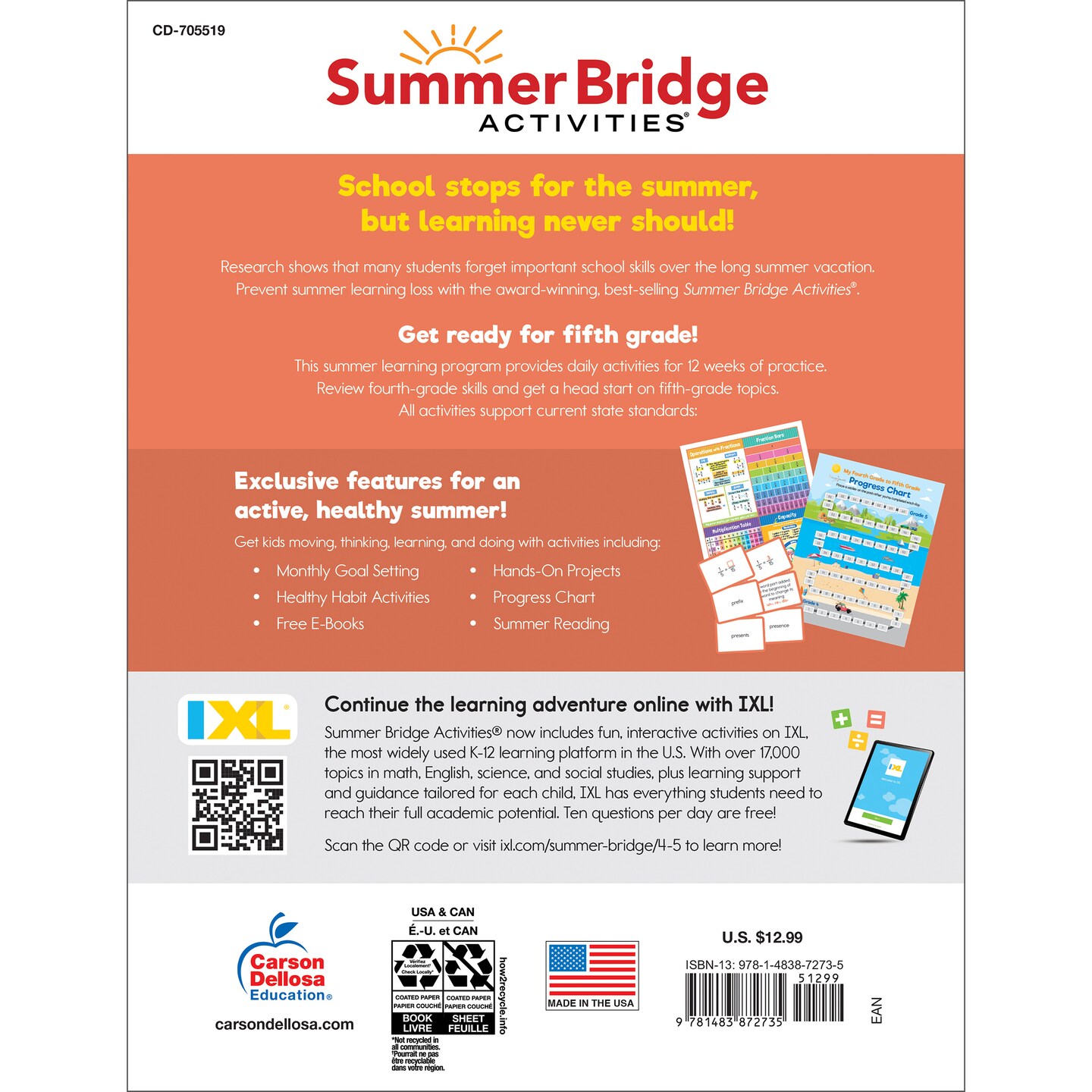 Summer Bridge Activities 4th to 5th Grade Workbooks All Subjects, Math, Language Arts, Reading Comprehension, Science, Social Studies, Writing, Fitness, Flash Cards, Stickers and More