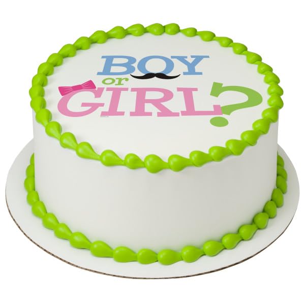 Burn away cake, gender reveal edible cake topper, 1 sugar sheet with hidden message (It's a Boy, or It's a Girl) and 1 wafer paper with Boy or a Girl