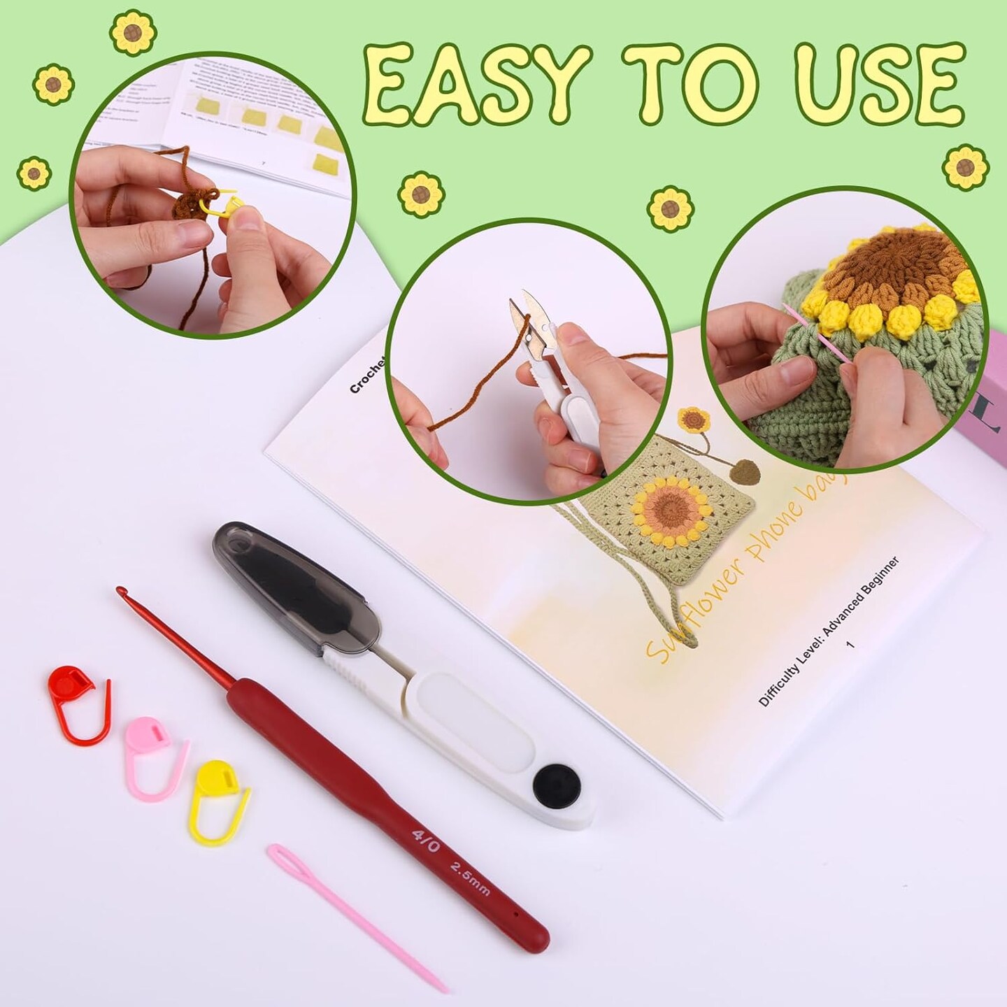 Crochet Kit for Beginners - Phonebag Crochet Starter Kit with Video Tutorials and Yarns, Hook, Accessories