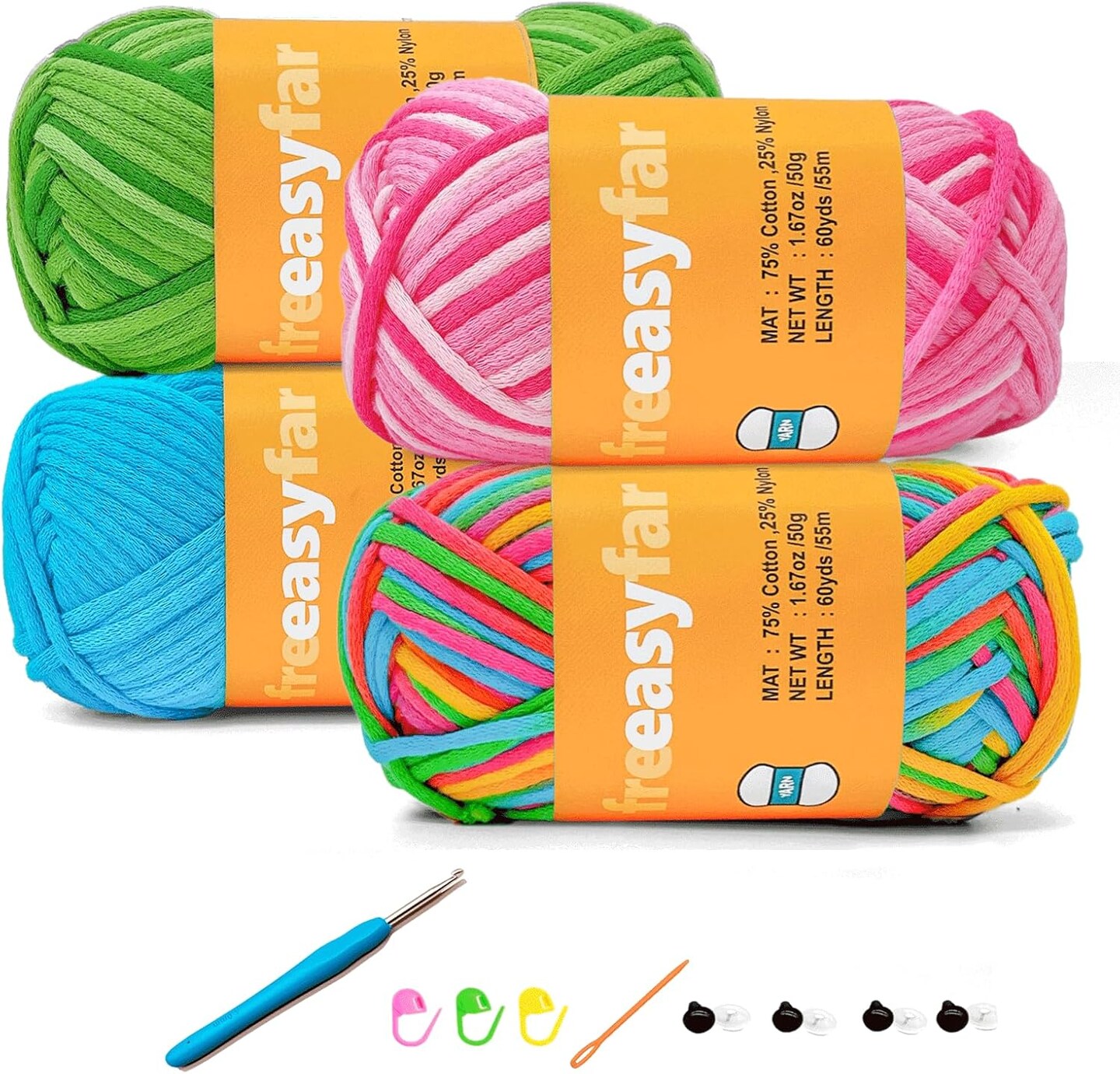 10x 50g Balls Crochet & Knitting Yarn - 500g Total, 70% Acrylic 30% Wool, With Needle - Turkey