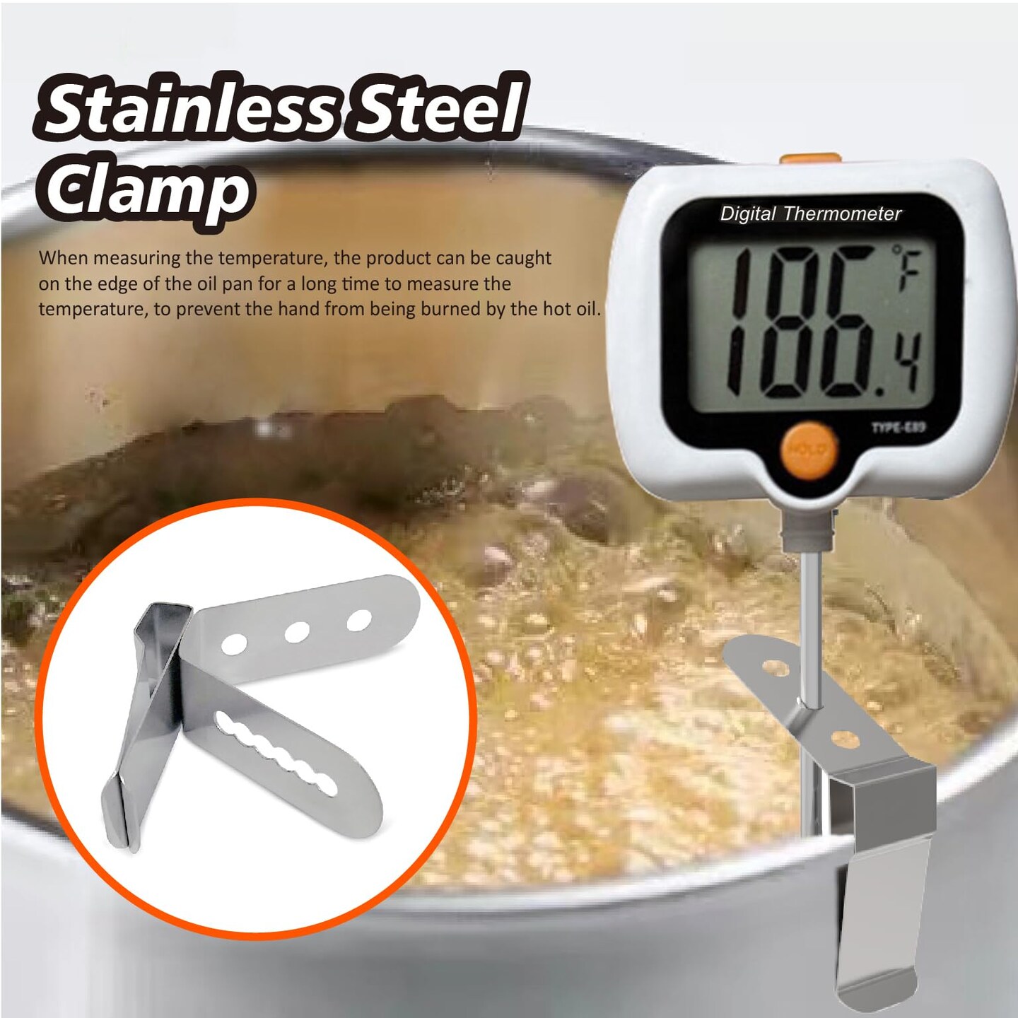 Candy Thermometer for Candy Making with Pot Clip,Best Instant Read Thermometer Digital for Cooking, Baking, Candy and Cheese Making &#x2013; 10 Inch Probe, Large Rotating LCD Display, Essential Baking Tool