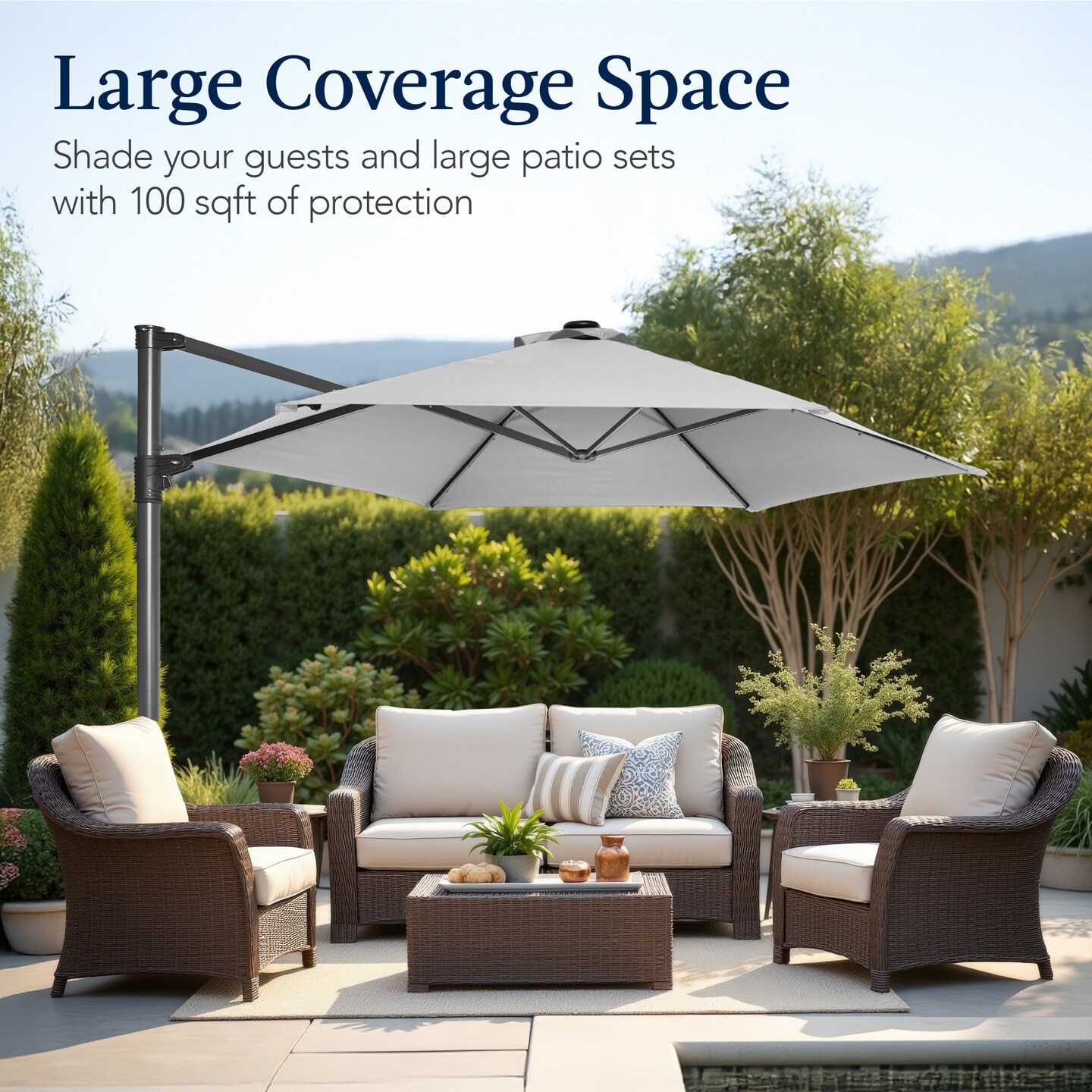 Best Choice Products 10ft 360° Rotating Cantilever Offset Hanging Patio Umbrella