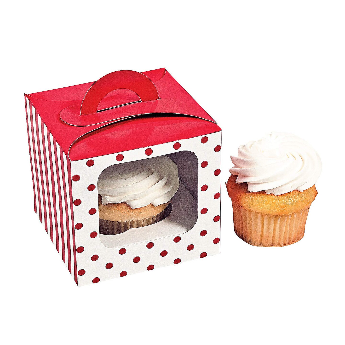 4th of July Polka Dot Cupcake Box with Handle 12 Pieces Colorful Party Treat Holders