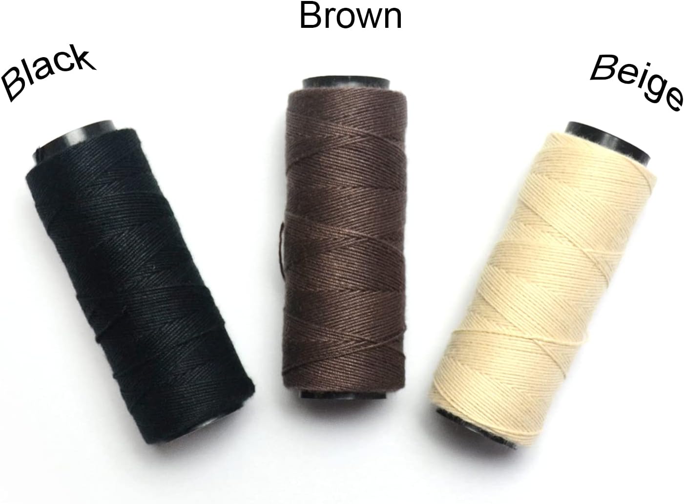 Professional Weaving Threads 3 Rolls for Making Wig Hand Sewing Hair Weft Hair Weave Extension DIY (Black,Beige,Brown)