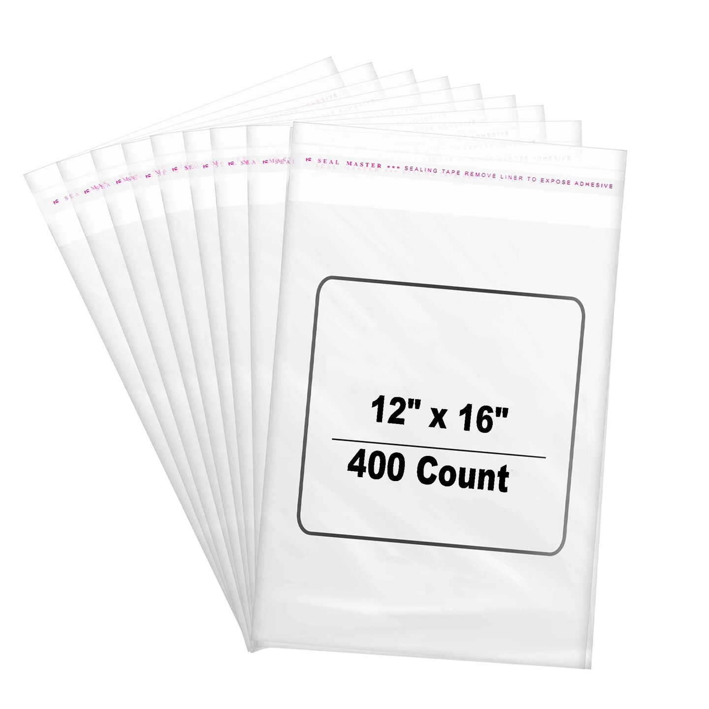 400 Count Cellophane Clear Self Seal Bags Resealable Poly Envelopes 1.2 mil 12" x 16" for Packaging and Accessories