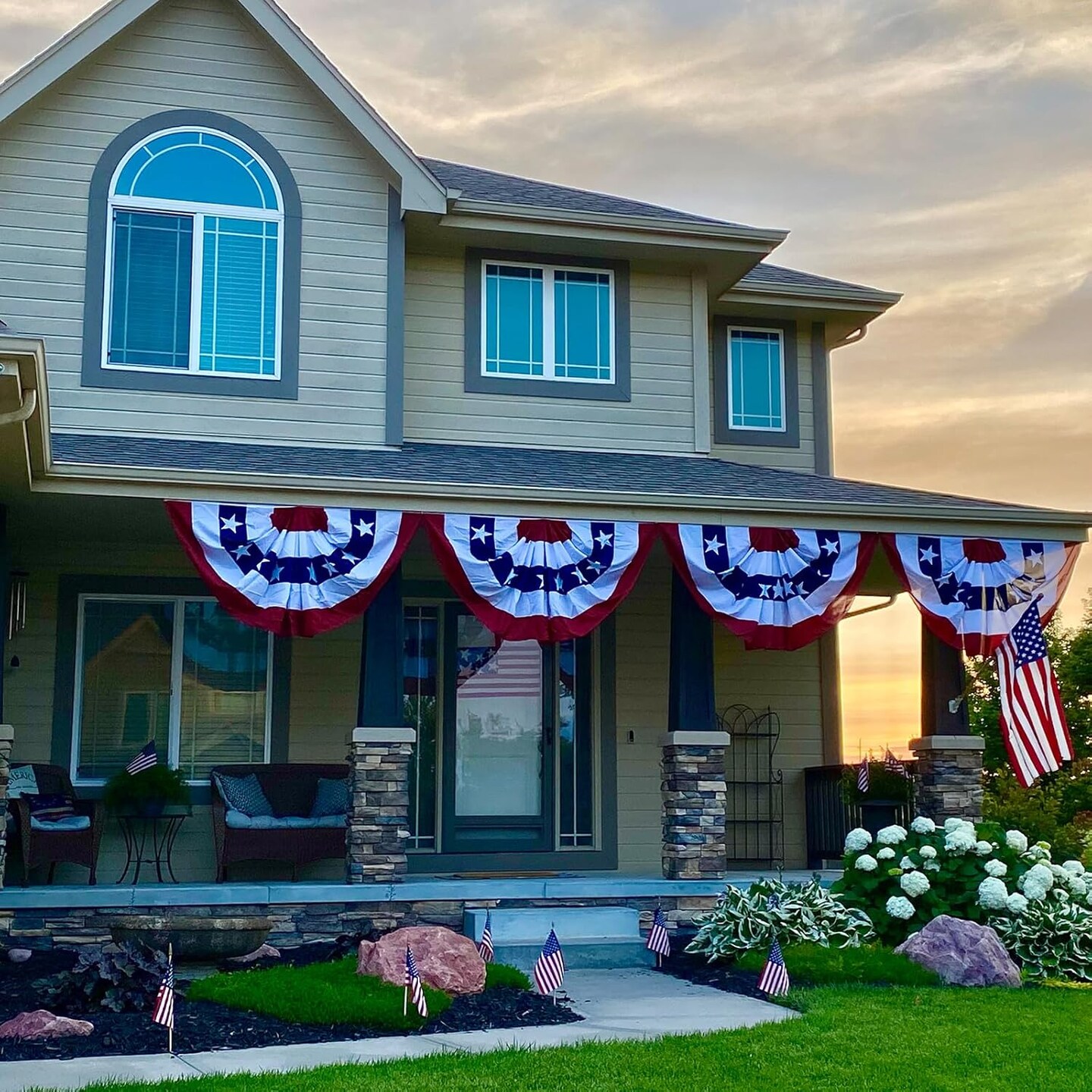 Bunting Flags Outdoor 3x6 Ft American Buntings Flag for Outside Embroidered Stars Memorial Day 4th of July Decorations with Brass Grommets