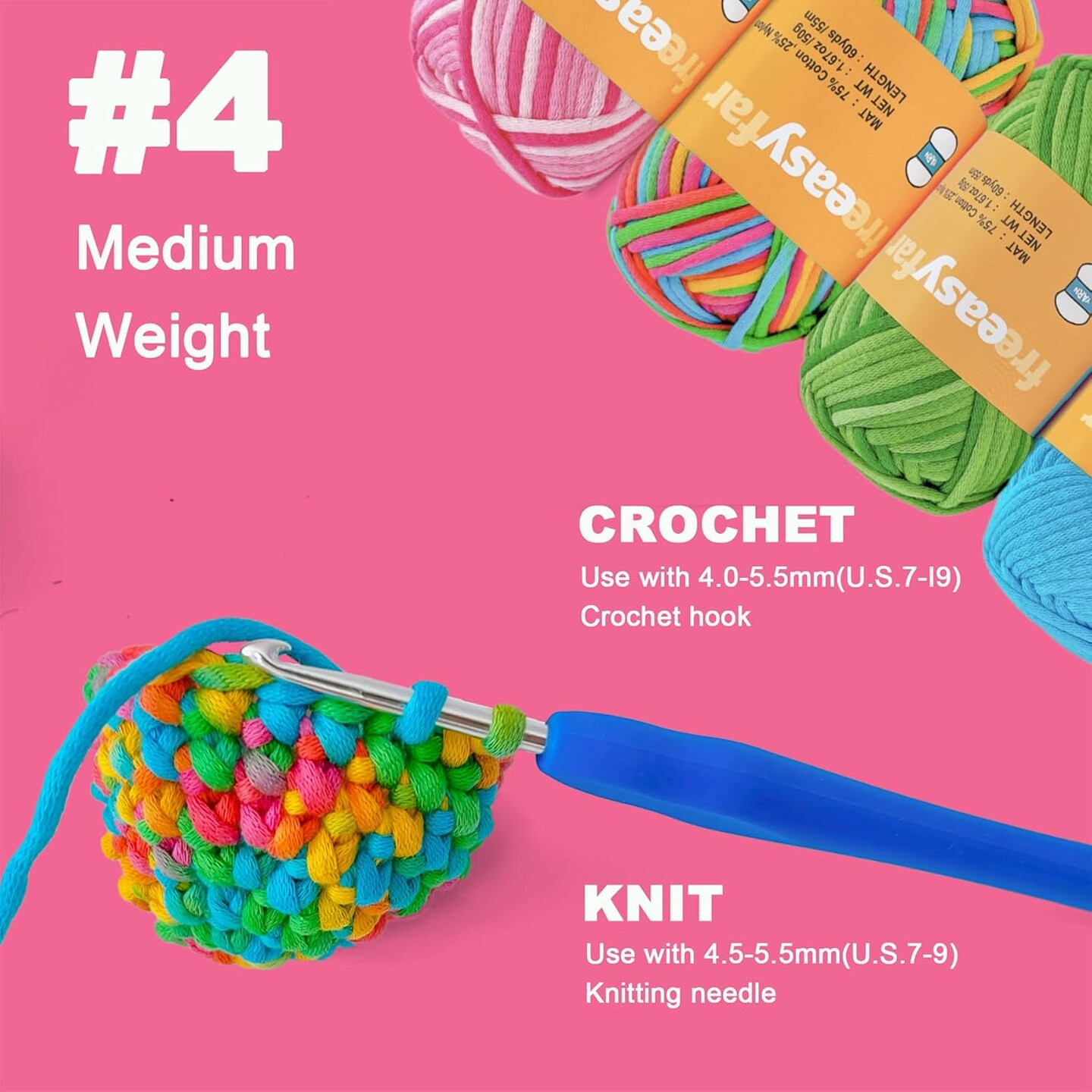 Beginner Crochet Yarn for Crocheting and Knitting; Beginner Easy Yarn kit with Tool Set