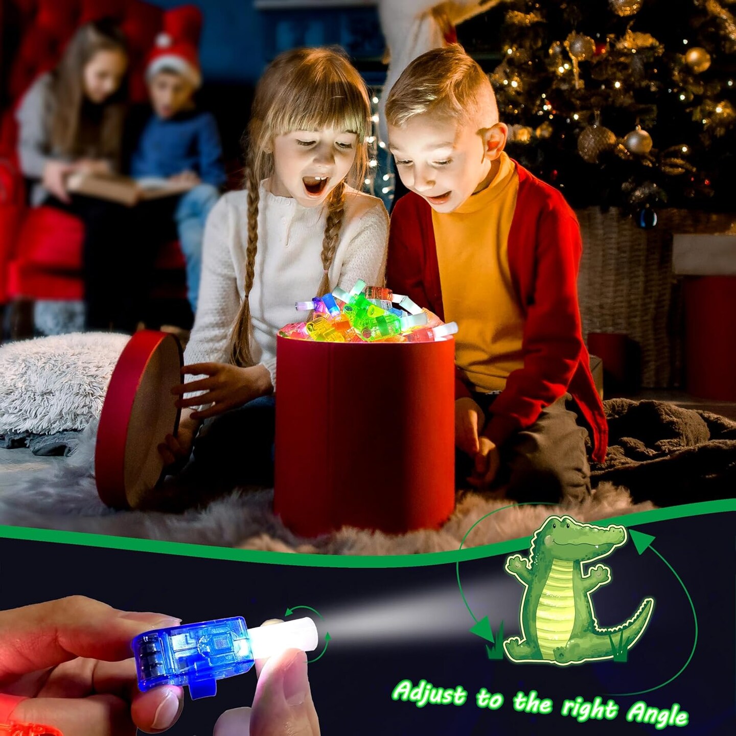 24PCS Jungle Safari Party Favors-LED Finger Lights&#xFF1A;Glow-in-the-Dark Light-Up Toys Bulk for Kids,Animal Theme Birthday Party Decorations Supplies, Party Goodie Bags, Classroom Prizes, Fun Gifts