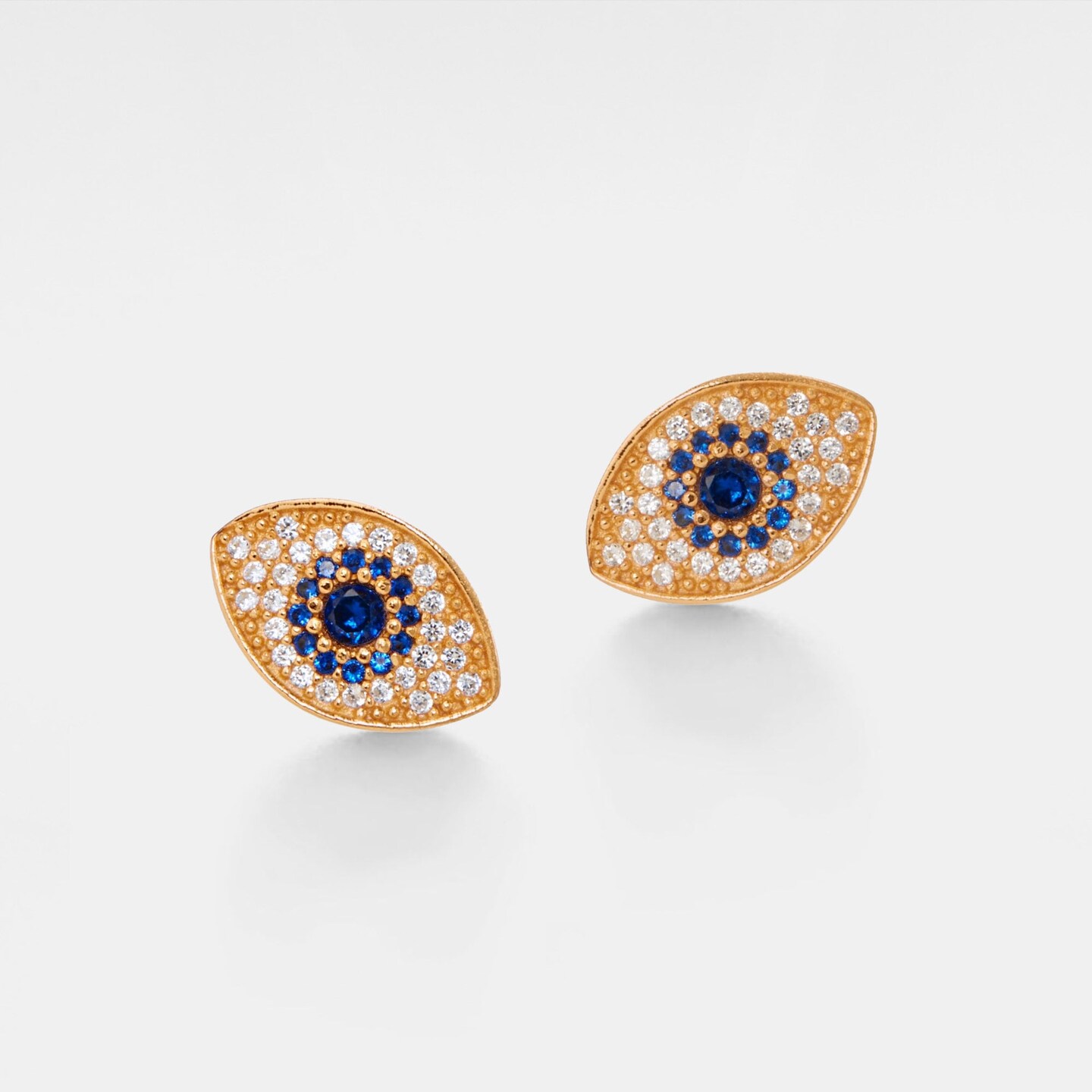 PERIMADE Turkish Evil Eye Stud Earrings • Nazar Blue Stone Eye Stud  Earrings • Sterling Silver Friendship Jewelry • Best Friend Gift • E0221 